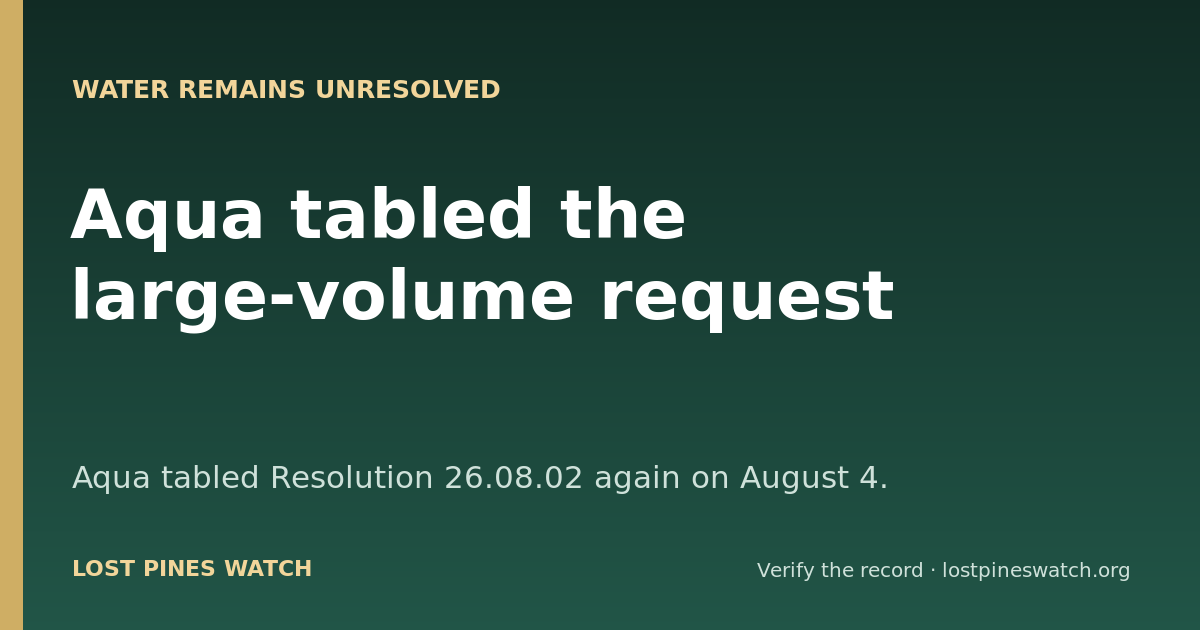 Aqua tabled the request again. The detailed study models 14 gpm and makes service conditional on major capital projects.